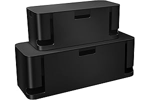 Cable Management Box, Black - Large & Medium Size, Conceals Power Strips