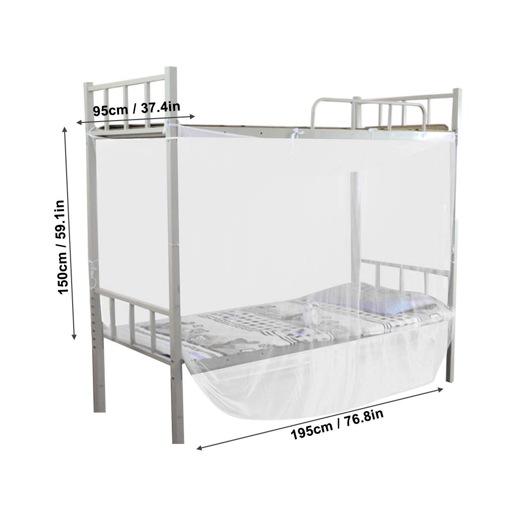 Haofy Baldacchino per Letto a Castello, Zanzariera per Letto a 4 Angoli Letto a Castello Tenda per Letto a Castello, Bianco (95x195x150 cm)