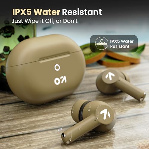 Image of GOBOULT K40 True Wireless in Ear Earbuds 48H Playtime, Clear Calling 4 Mics, 45ms Low Latency Gaming, Premium Grip, 13mm Bass Drivers, Type-C Fast Charging, Bluetooth 5.3 (Khaki Green)