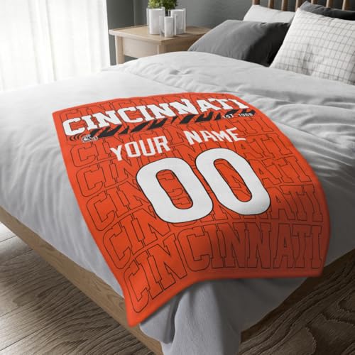 Image of ANTKING Cincinnati Throw Blanket for Men Women Boy Custom Name and Number Gifts