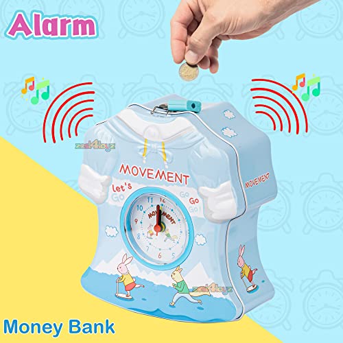 Image of Zest 4 Toyz Money Bank for Kids 2 in 1 Metal Piggy Bank with Lock N Key Table Alarm Clock for Kids Money Saving Box Gullak Money Box Coin Bank Cash Box Birthday Gift Toy Age 3+