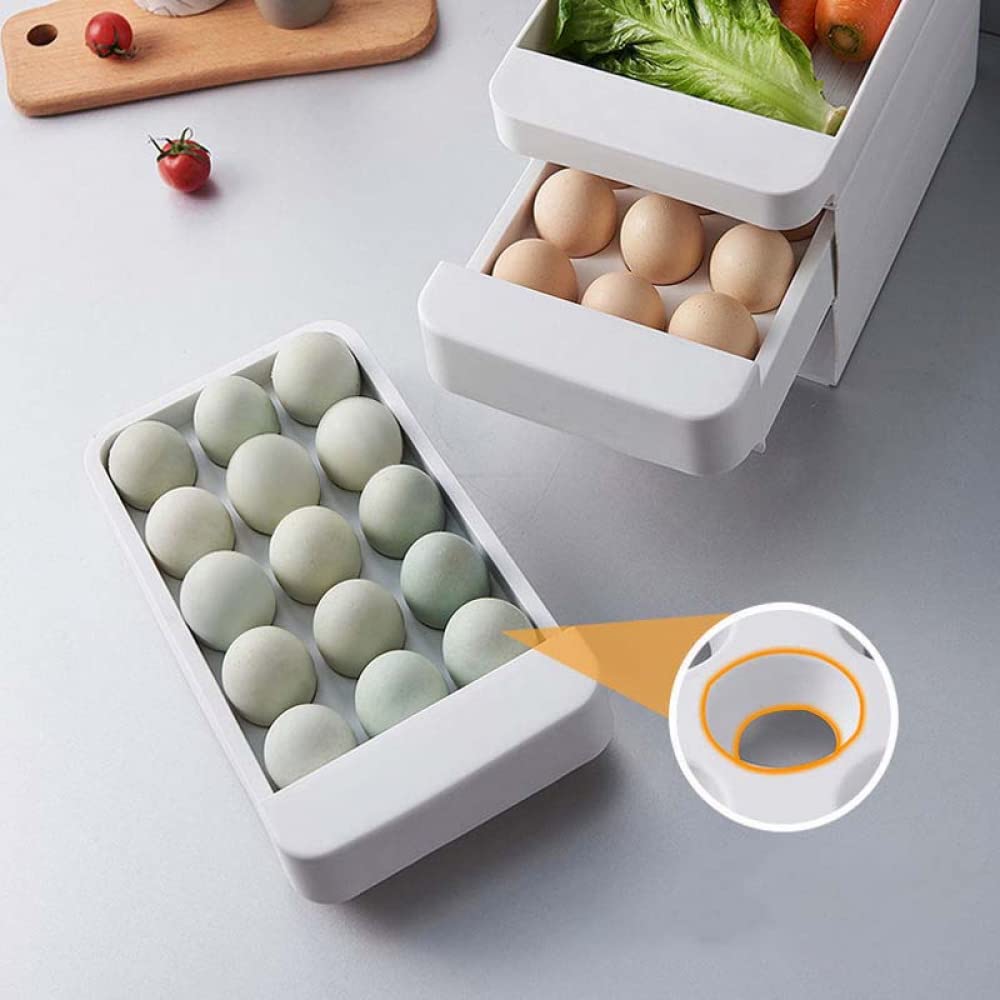 Bandeja de plástico para huevos, Caja de almacenamiento huevos plástico tipo cajón apilable tres capas for refrigerador varios tamaños