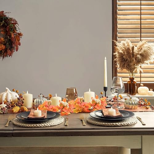 Bacucine Herbstkränze, kleine Kerzenringe mit Ahornblättern, Kerzenhalter, künstlicher Blumenkranz für Hochzeit, Bauernhaus, Tür, Zuhause, Tisch, Heimdekoration, 4 Stück