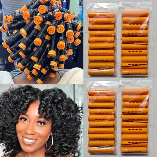Tiges de permanente en plastique orange pour bigoudis cheveux naturels femme
