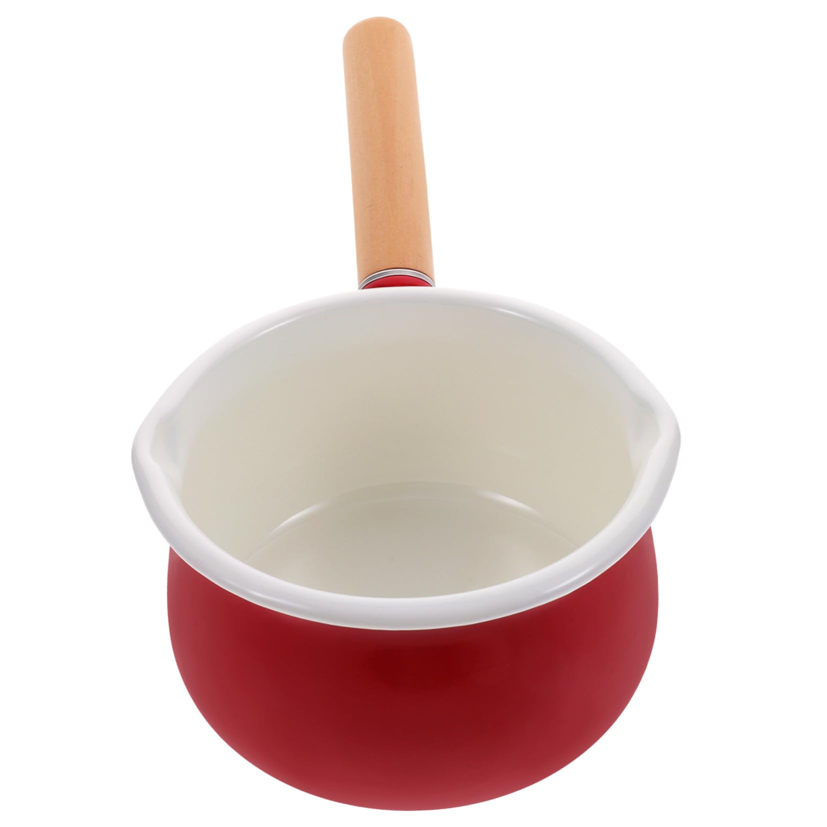 ULTECHNOVO Pentola Pentolino Antiaderente Piccola Smaltata Rossa Manico in Legno Facile da Pulire per Cucinare Latte e Zuppe in Cucina