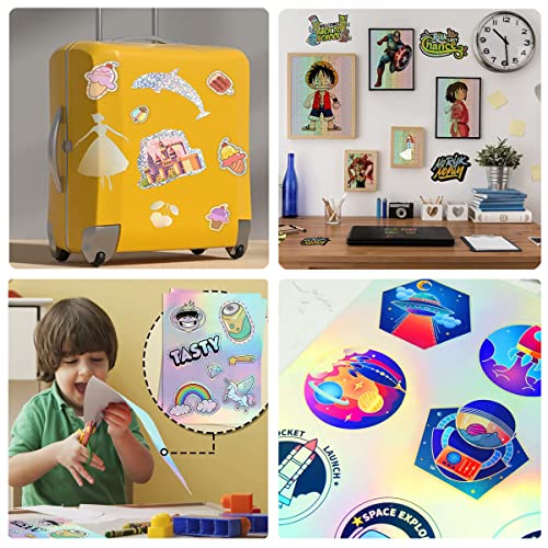 Wonninek 30 Blatt A4 Holografisches Papier Aufkleber, bedruckbares wasserdichtes Aufkleberpapier für Tintenstrahl- und Laserdrucker