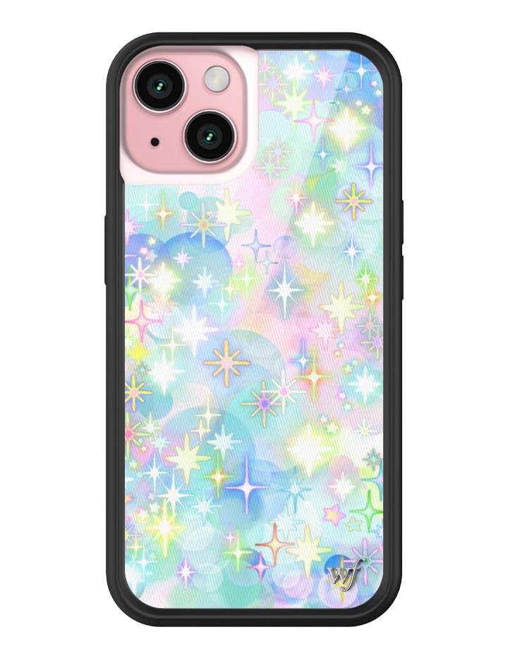 Coque iPhone 15 de créateur Wildflower Aquarelle et Diamants de qualité supérieure