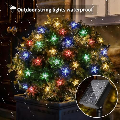 Image of CBK 80 Twinkle Star LED Fairy String Solar Light Silicon LED Bulbs 10 Meter Waterproof 8 Mode Outdoor /Indoor Waterproof Solar Powered Led String Light,Decorations for Garden Yard Balcony(Multi-Colour)