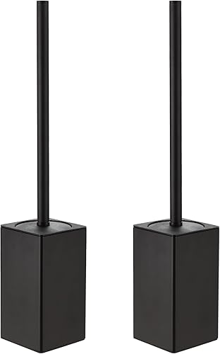 Cepillo y soporte para inodoro, cepillos de inodoro cuadrados hechos de metal premium, cepillo de inodoro y soporte para baño, 2 cabezales de