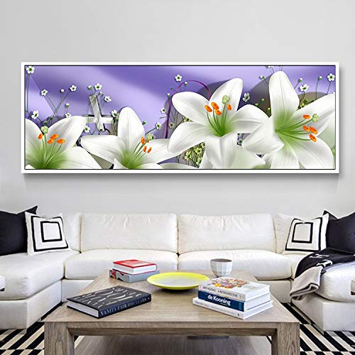 5D Diamant Malerei Kit – Weiße Rote Orchidee, 50x150 Cm, Round Drill, Inkl. Werkzeug
