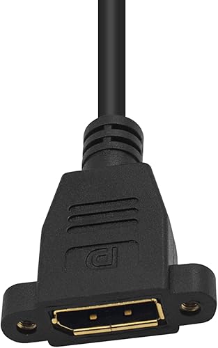 Miniatura 3 de Poyiccot Displayport - Cable de extensión de ángulo recto macho a hembra, extensor DP a DP de 90 grados con montaje en panel de tornillo para cable