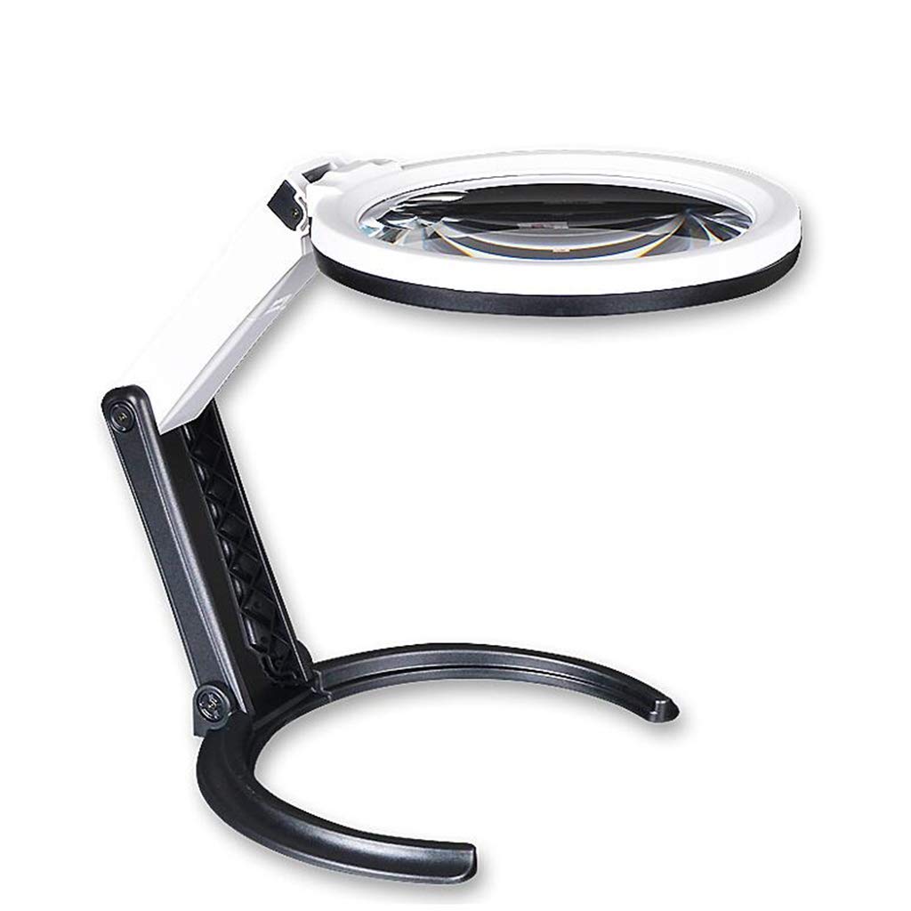Multifunzione in Vetro ad Alta Definizione con Luce a LED Lente HD Bambini Anziani Lettura Lampada di Manutenzione Specchio di espansione Portatile Lente d'Ingrandimento da scrivania 5X 10x Needed