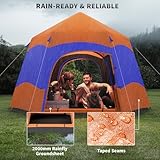 Outsunny Double Layer Instant Pop Up Tent with Rainfly, Hexagon 4 Man Dome Tent, Portable Camping Shelter with Sewn-in Groundsheet and Carry Bag, for Festival Backpacking Road Trips, Orange - Image 6
