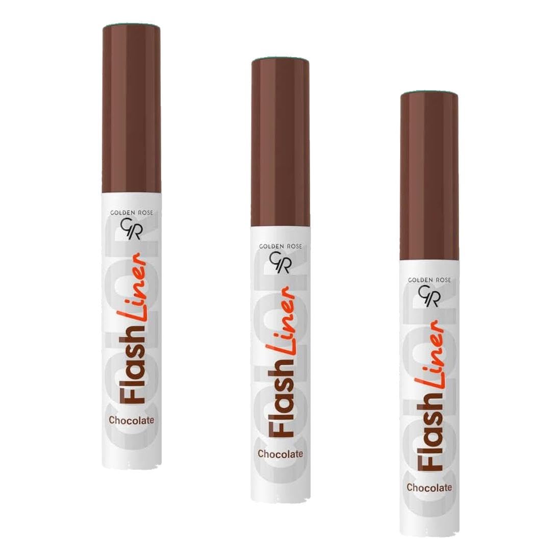 Golden Rose Flash Liner Colored Eyeliner - 111 Chocolate - Renkli Likit Eyeliner (3 paketi)