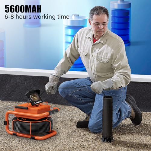 Sewer Camera 100FT/30M Borescopes Plumbing Snake Pipe Inspection Camera DVR & Audio Recorder 22mm with 5600Mah Battery 4.3" IPS Screen 12 LEDs HD 1000TVL 32GB Card