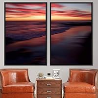 2 Piece Framed Canvas Wall Art Sunset and Ocean Landscape Canvas Prints Home Artwork Decoration for Living Room,Bedroom - 16