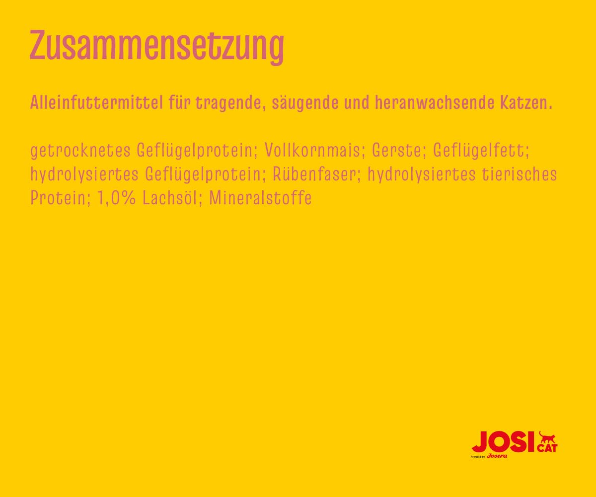 JosiCat Kitten (1 x 10 kg) | Junior | Premium Trockenfutter mit Geflügel & Lachsöl für wachsende/tragende/säugende Katzen | eiweißreich & mit vielen Vitaminen | Powered by JOSERA | 1er Pack