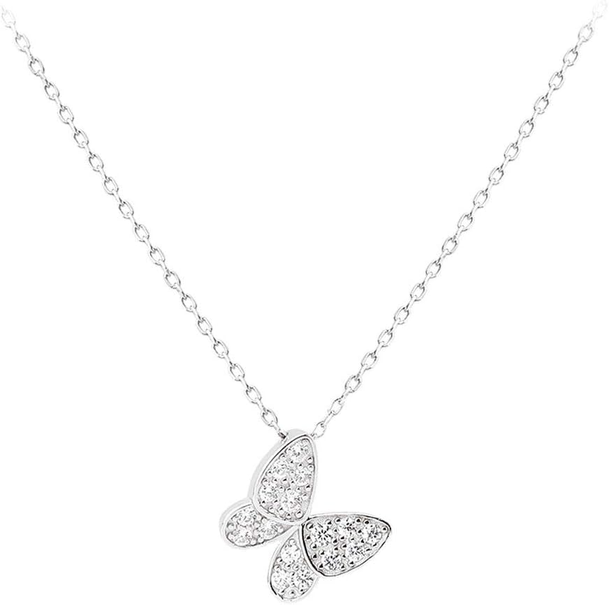 Pendant Necklaces Sterling Silver Butterfly Necklace Women Fashion Creative All-match Jewelry Gifts for Girls (Large and Small) (Size : Grey)