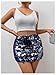 Floerns Women's Contrast Sequin High Waist Shining Party Bodycon Mini Skirt Dark Blue Large