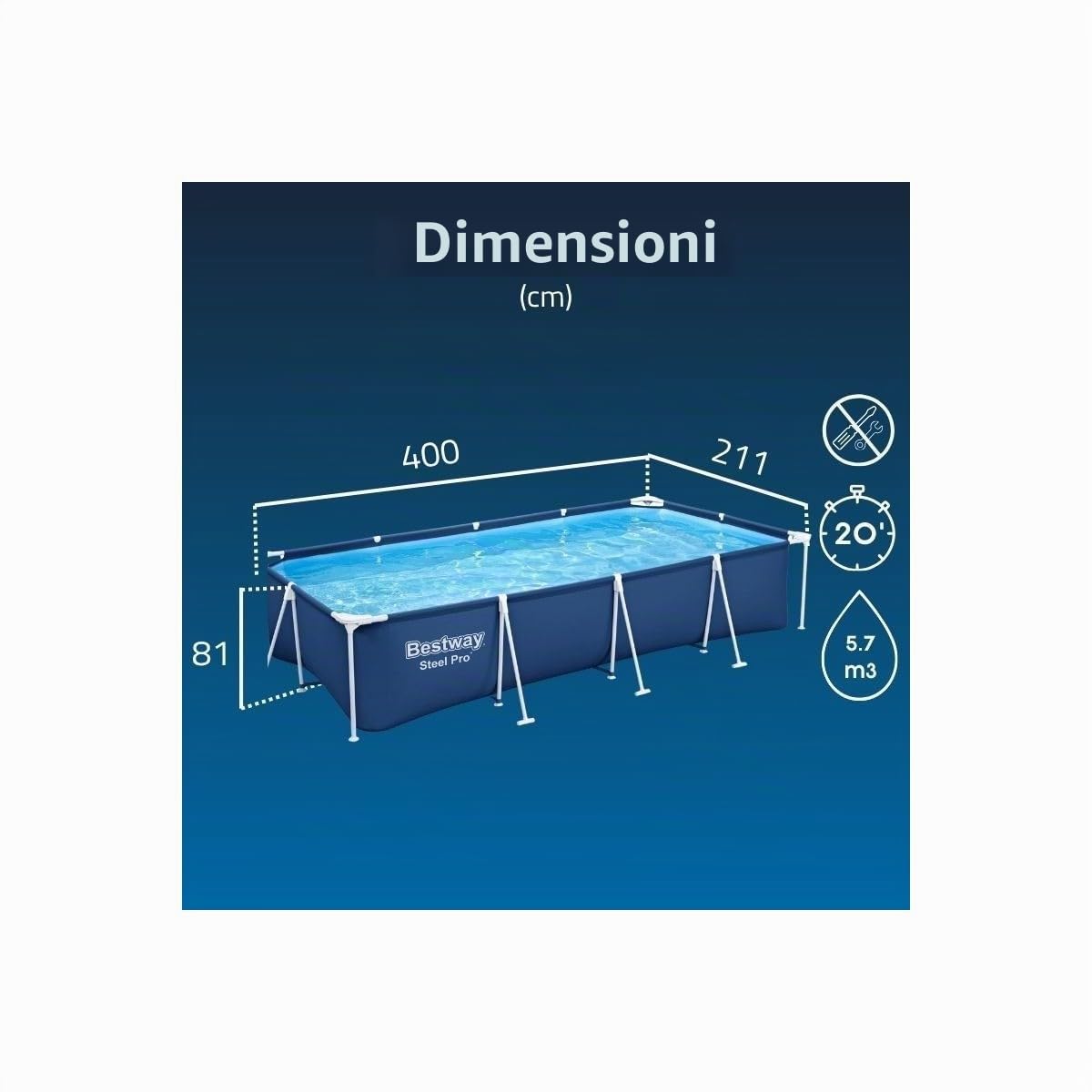 Bestway 56424-19 Piscine Rettangolari, Blu