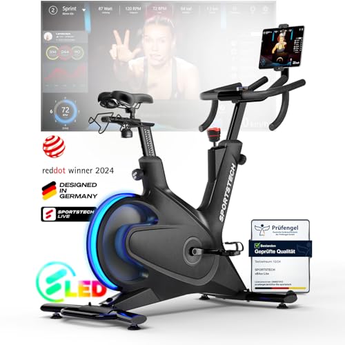 Sportstech sBike Lite - Smartes Heimtrainer Fahrrad mit LED + App mit Live...