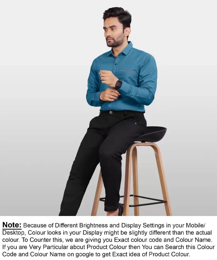 Image of CB-COLEBROOK Men's Regular Fit Solid Soft Touch Cotton Casual Shirt with Pocket Design with Spread Collar & Full Sleeves (Available in Plus Size)