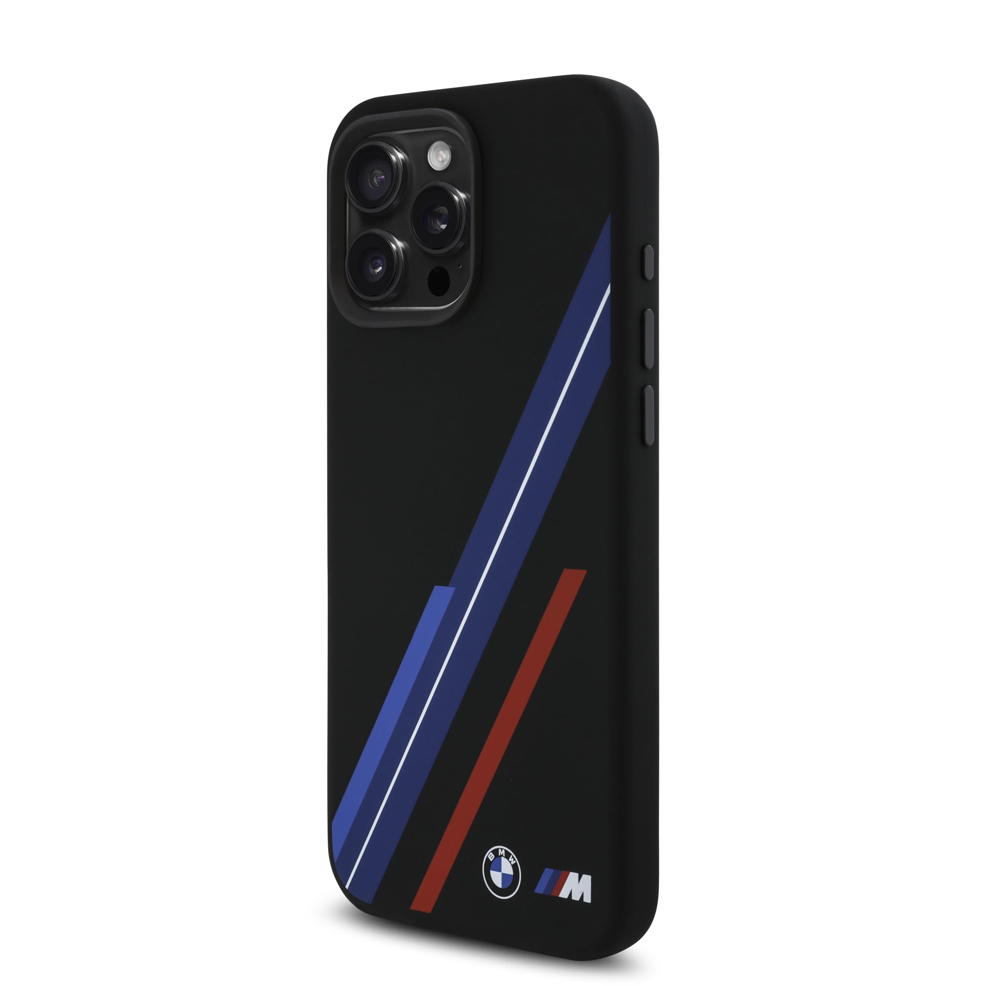 CG MOBILE BMW HC M - Custodia per iPhone 16 Pro Max, durevole, antiurto, compatibile con Magsafe, custodia in silicone con linee casuali nera