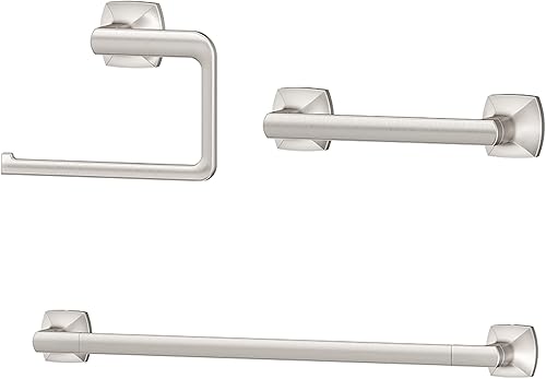 Pfister Vaneri BTBVRI3GS - Juego de accesorios de baño de 3 piezas con toallero, anillo para toalla y soporte para papel higiénico, montaje en