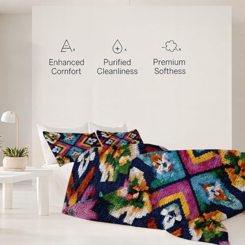 Housse de couette rétro boho microfibre douce parure complète avec fermeture éclair EL67&A
