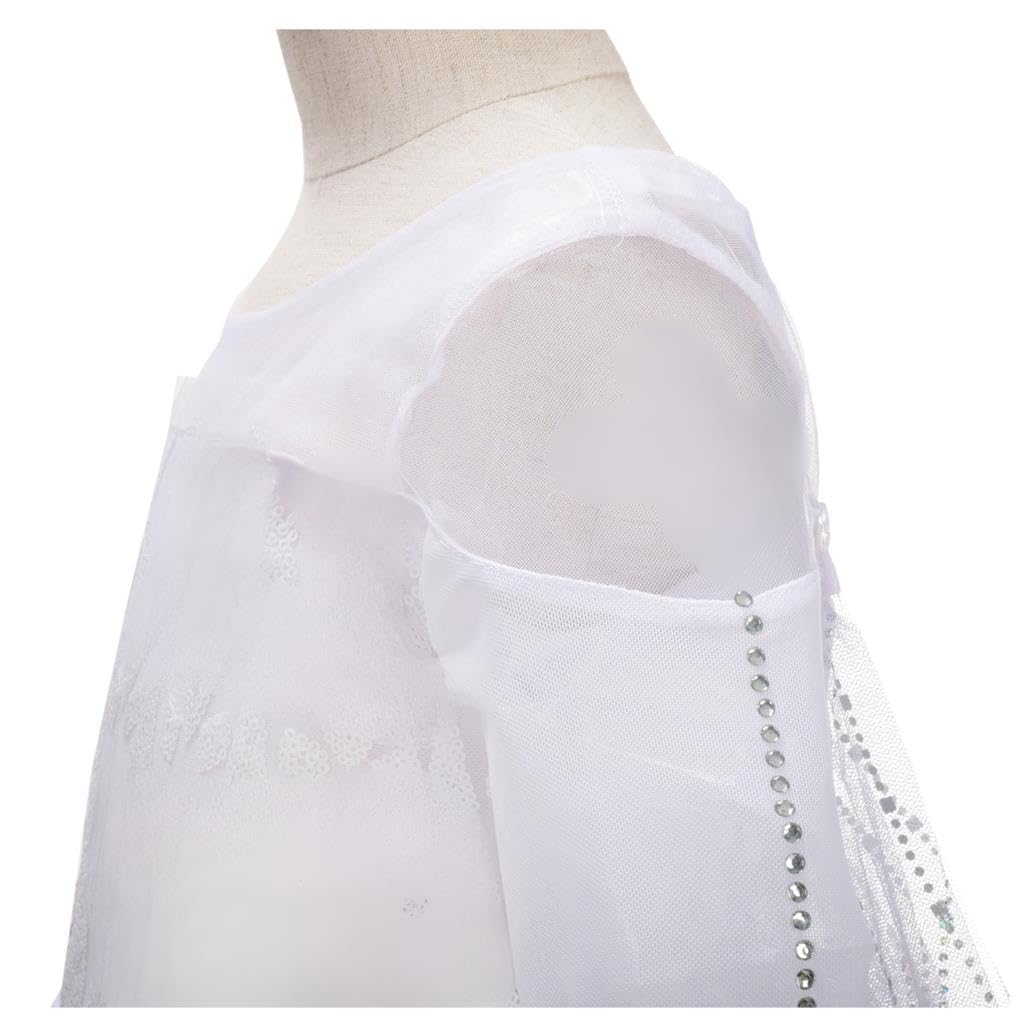 Lito Angels Vestito Bianco da Principessa con Strascico Staccabile e Accessori, Costume Regno di Ghiaccio 2 per Bambina Ragazza, Manica Lunga