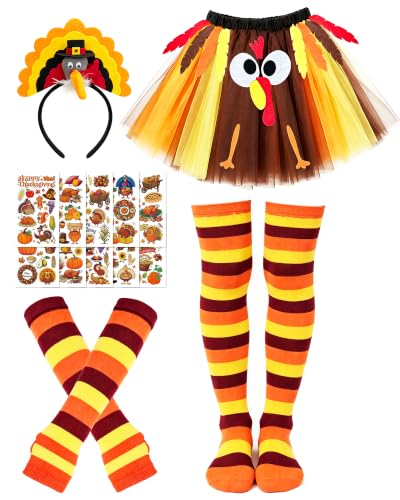 Seiddons Turkey Tutu Costume for Women Thanksgiving Turkey Trot Outfit