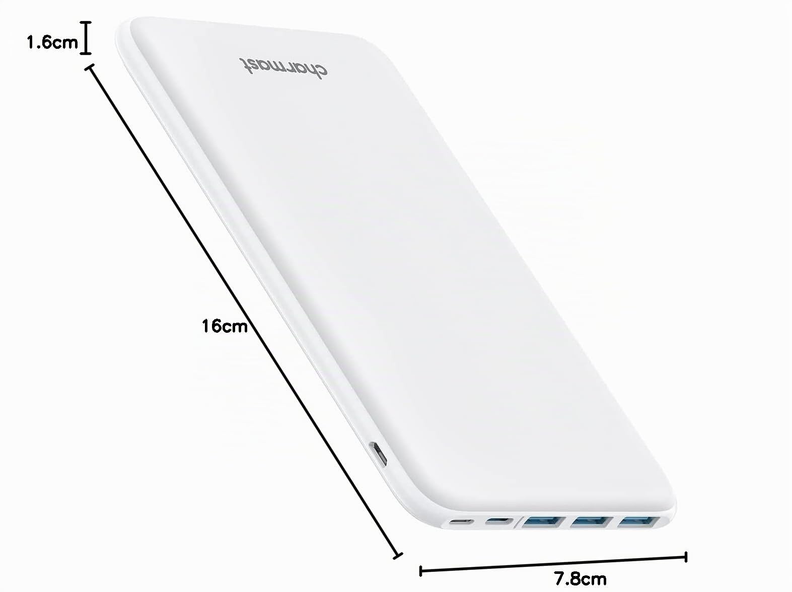 Charmast Batterie externe USB C 26800 mAh avec 3 entrées et 4 sorties iSmart compatible avec smartphones, tablettes et plus (blanc)
