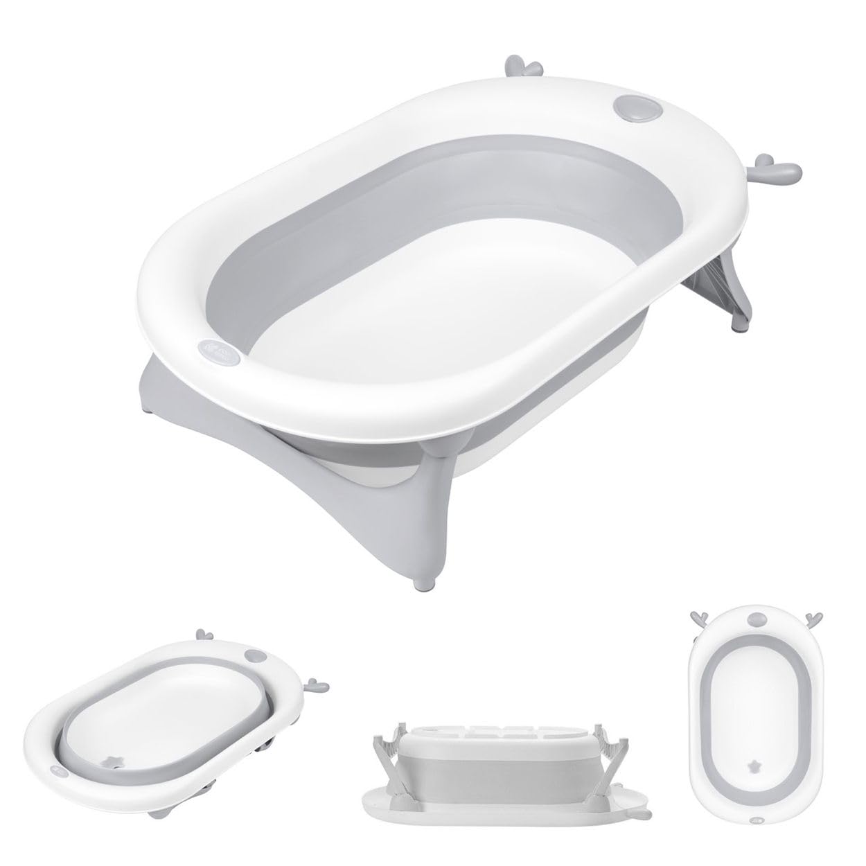 Kikkaboo, bagnetto pieghevole, Foldy, scarico dell'acqua, facile da pulire, colorazione:grigio