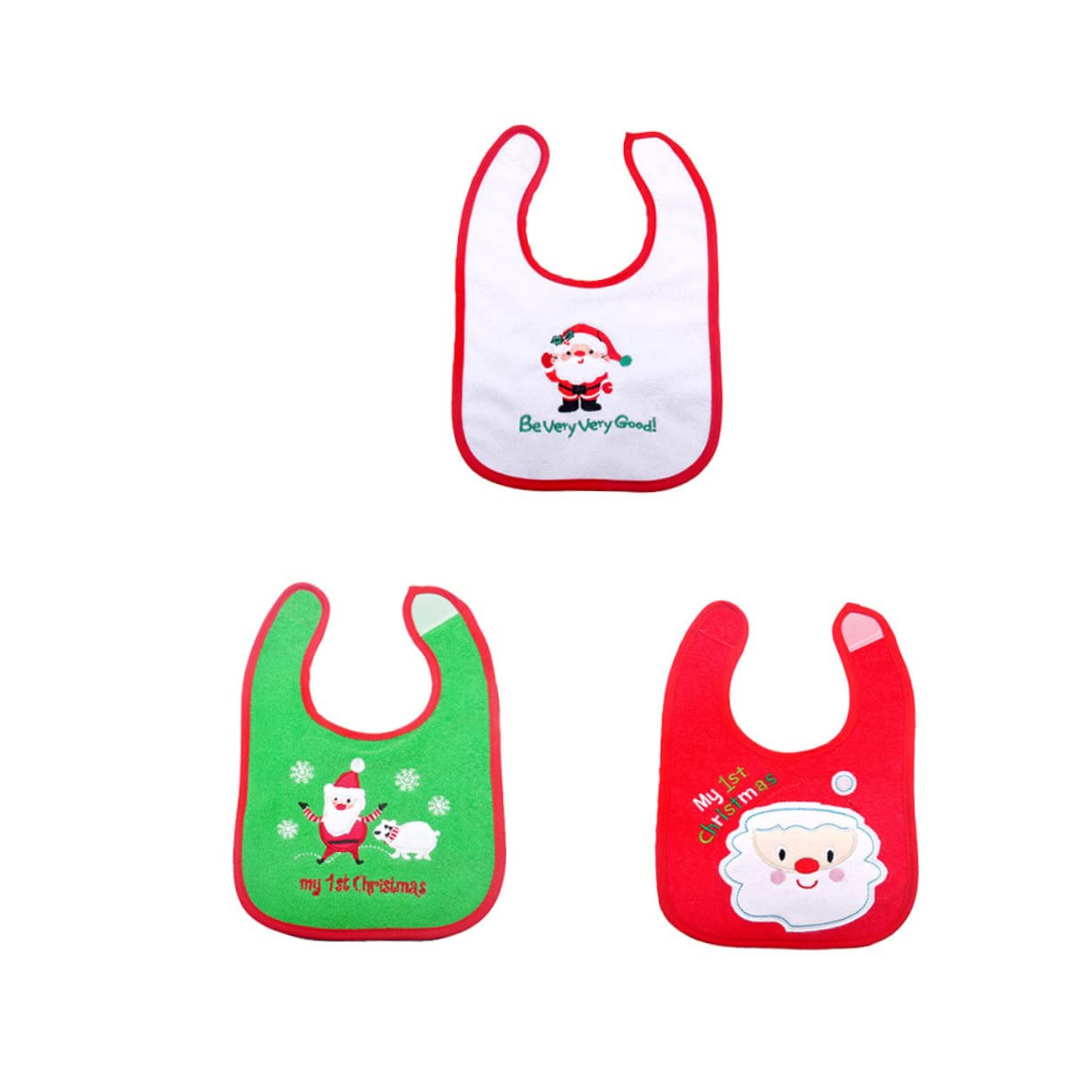 TOYANDONA 9piezas Baberos Para Bebés Diseño De Papá Noel Baberos Impermeables Para Alimentación y Dentición Pocket Recolector De Comida Estilo Aleatorio