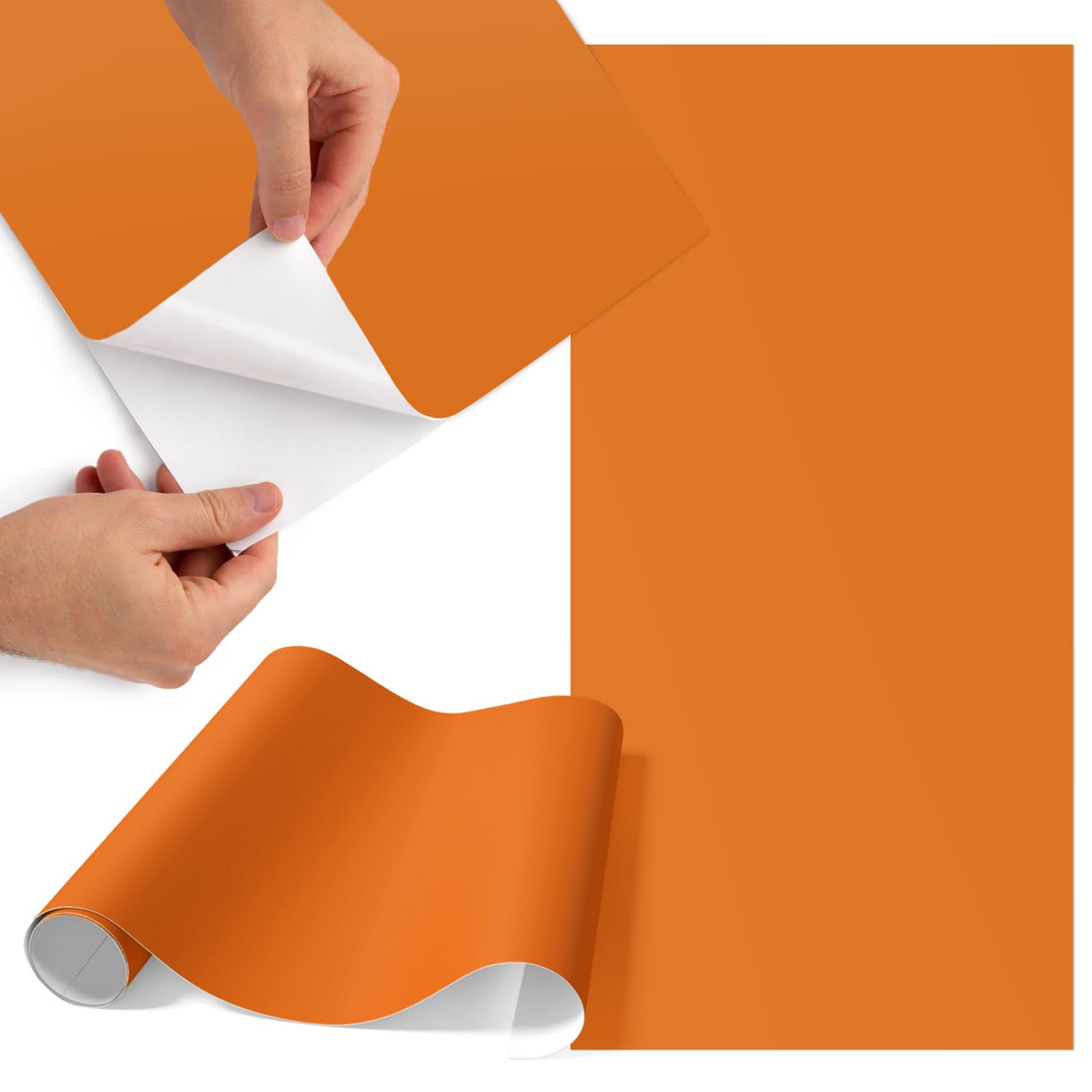 Revêtement autocollant orange pour décorer la cuisine ou le dressing en mat