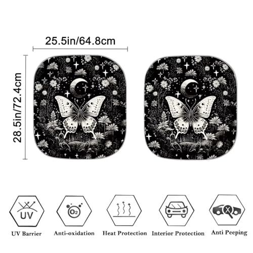 Image of Gothic Butterfly Car Windshield Sun Shade Foldable 2-Piece Car Windshield Sunshades Window Shades Cover Sun Visor Shield for Most Sedan Truck SUV Auto Interior Protector