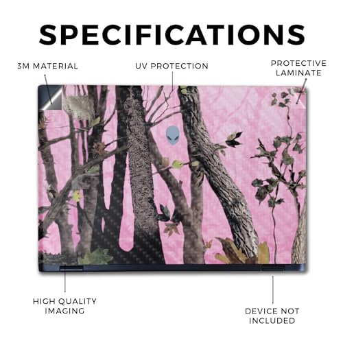 Image of Carbon Fiber Laptop Skin Compatible with Alienware M16 R2 (2024) - Pink Tree Camo - Premium 3M Vinyl Protective Wrap Decal Cover - Easy to Apply | Crafted in The USA by MightySkins