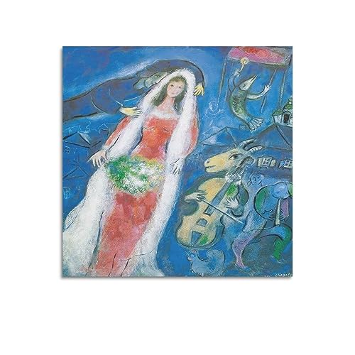 DryNda Poster décoratif sur toile Marc Chagall pour chambre à coucher et salon 50 x 50 cm