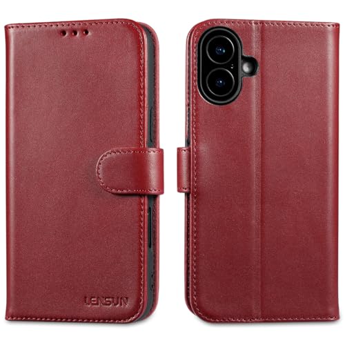 Coque pour iPhone 16 Plus étui protection cuir véritable portefeuille