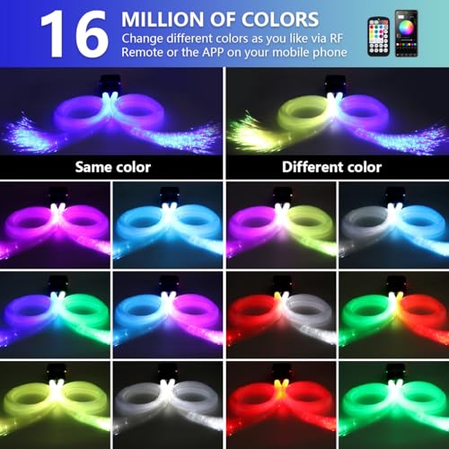 Image of Starlight Headliner Kit,Twinkle + Music Sync Dual Color Fiber Optic Star Ceiling Lights with APP Remote Control, RGBW Star Lights for Car /Home Ceiling Decor, 400pcs 9.8ft