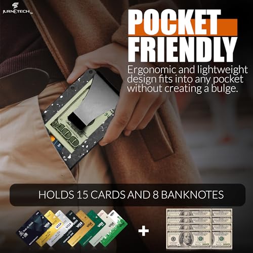 Magnetic Carbon Fiber Slim Wallet with Money Clip Airtag, RFID Blocking, AirTag Compatible, Metal, Magsafe compatible for all iPhones 12-16 (Regular Money Clip, Silver)3