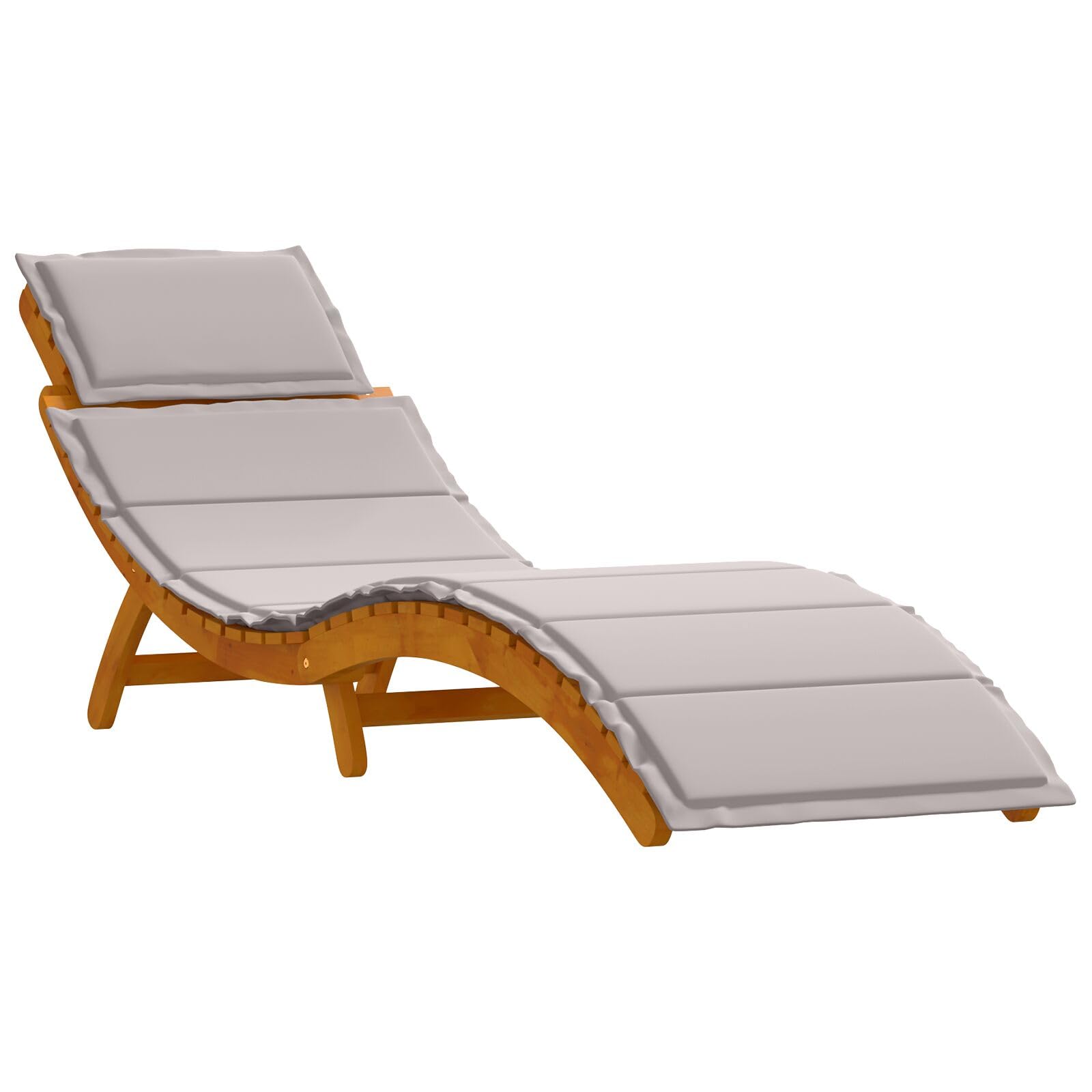 vidaXL Transat avec Coussin 2 pcs Taupe Bois d'Acacia Massif, Salon de Jardin et terrasse, transat Moderne rectangulaire, Fauteuil Chic pour se détendre en extérieur