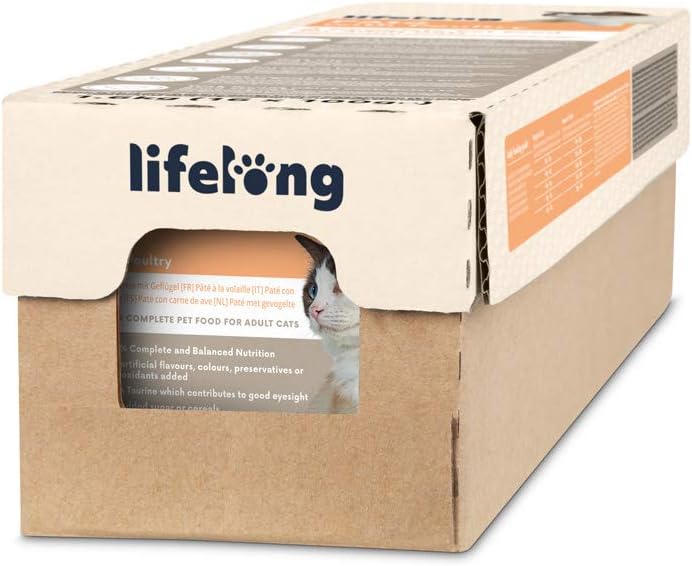 Marca Amazon - Lifelong Cat Food - Paté con carne de ave, Paquete de 16 x 100g