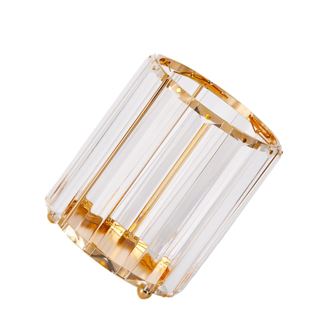 PLAFOPE Portalápices de Vidrio Dorado, Jarrón Hexagonal Decorativo para Lápices y Cejas, Organizador Multiuso para Oficina y Hogar