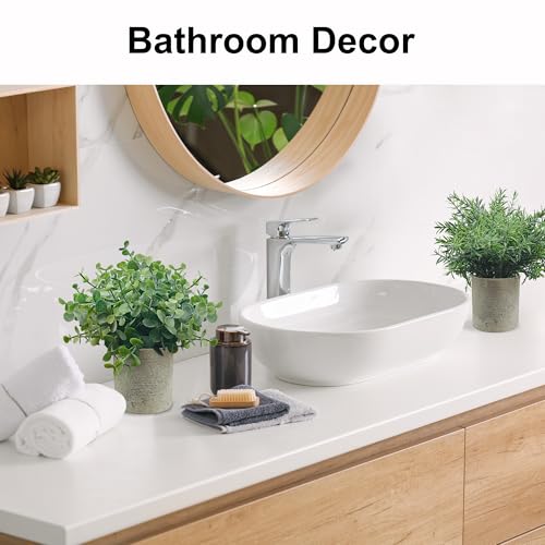 USLAI Small Potted Fake Plants(3-Pack), Mini Artificial Plastic Eucalyptus Plants Topiaries for Home Office Shelf Desk Farmhouse Room Coffee Table Decor