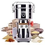 Goldtouch GetreidemüHle Elektrische 1000g Flockenquetsche Elektrisch 3000w Edelstahl SchrotmüHle 30000rpm Kommerzieller Motor Gewürzmühle MehlmüHle KornmüHle Grain Mill füR Reis Sonnenblumenkerne