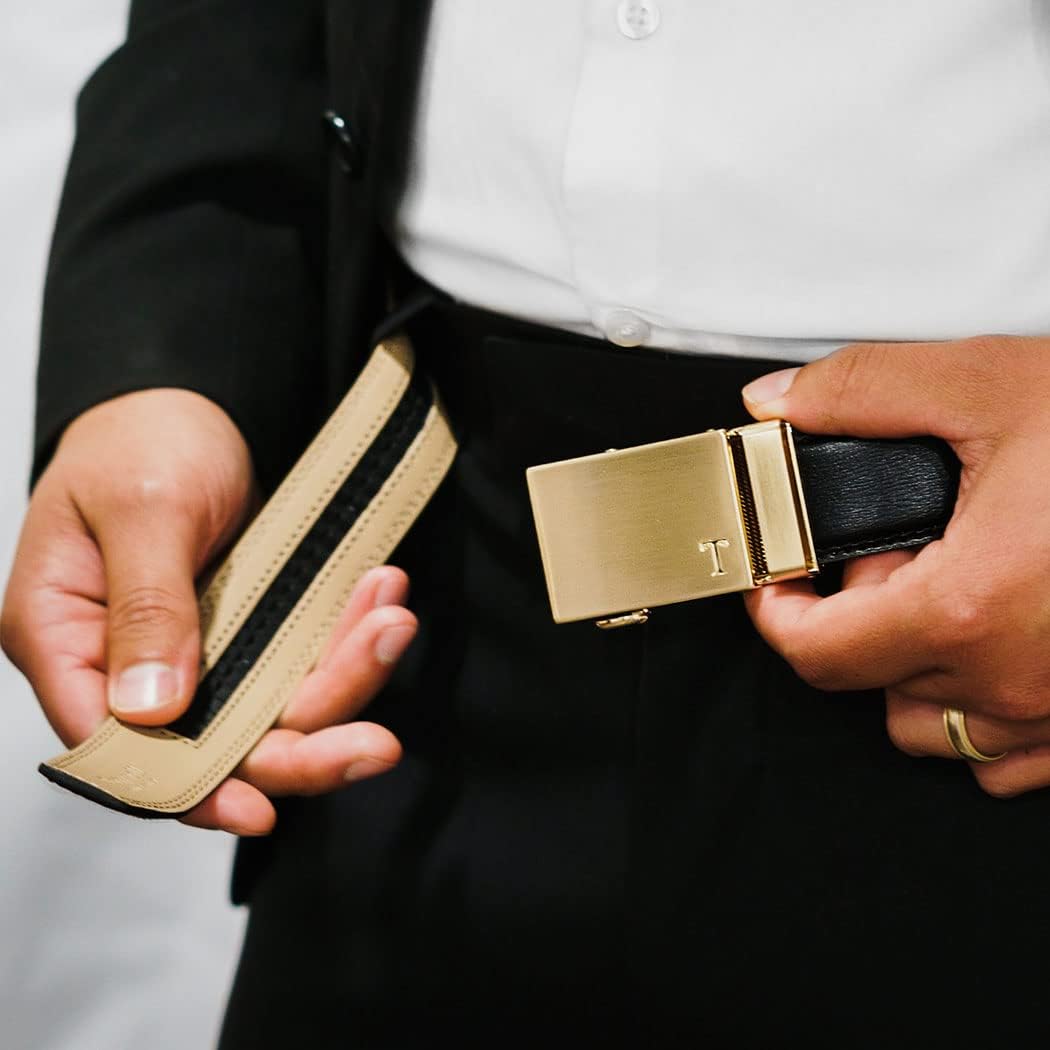 Tonywell Ratchet Belts for Men, Leather Dress Casual Belt, 1 3/8" Adjustable with Comfort Click Buckle - Image 2