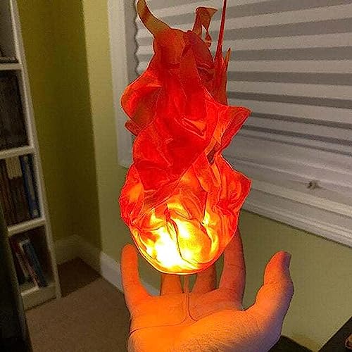 Wtosuhe Halloween Floating Fire, Creative Flame Lamp Prop, Illuminated Floating Fireballs, Artificial Fake Fire Floating Props No Flame for Home Halloween Party Cool Role Playing Decorations (Orange)