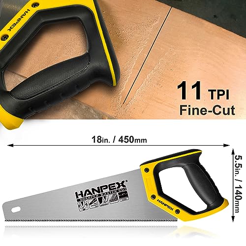Hanpex 350mm (14inch) Pro Hand Saw, 11 TPI Fine-Cut Handsaw - Sharp Manual Saw Idea for Cutting Wood, Sawing, Gardening, Trimming, Plastic Pipe, Drywall 5 Hanpex 350mm (14inch) Pro Hand Saw, 11 TPI Fine-Cut Handsaw - Sharp Manual Saw Idea for Cutting Wood, Sawing, Gardening, Trimming, Plastic Pipe, Drywall - Image 5