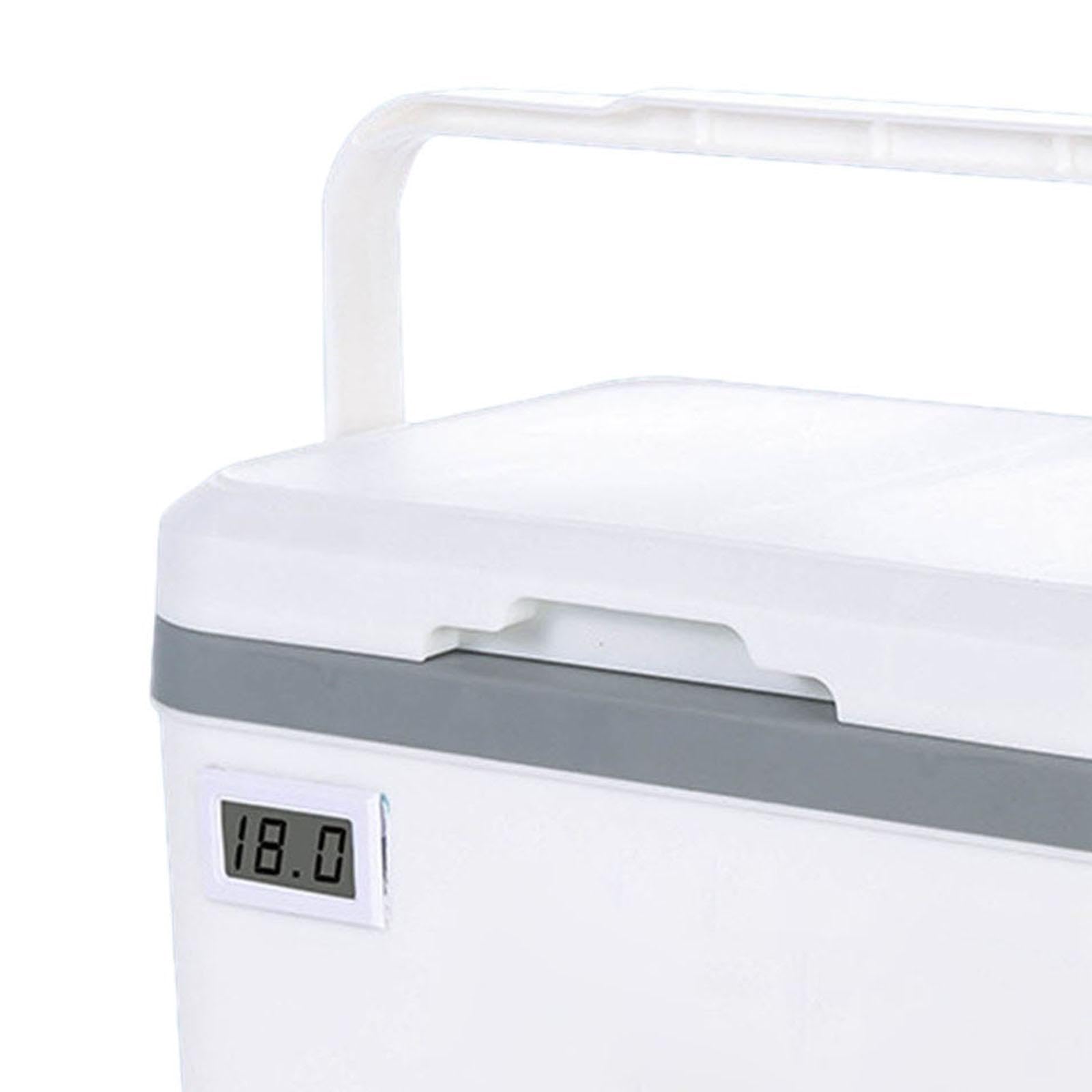 Isolierter Kühlerboxbehälter mit Temperaturanzeige luftdicht 6L -Träger Kalt/Wärmekonservierung Kühler für Picknick, Weiß